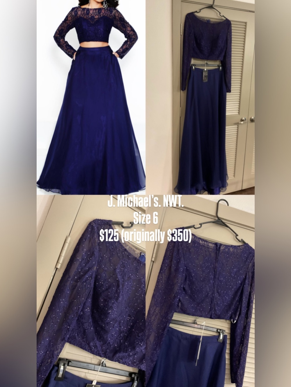 Purple Two-Piece Evening Gown Fits 2/4